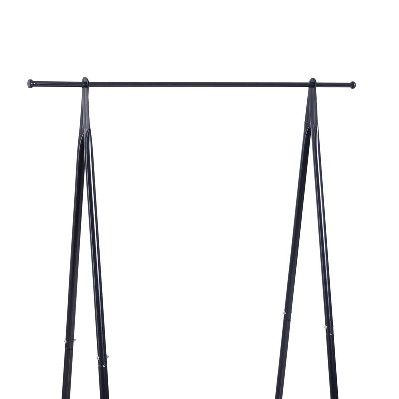 Stander Appendiabiti con 2 Ripiani Scarpiera in Acciaio Robusto Nero 100x46x148 cm 
