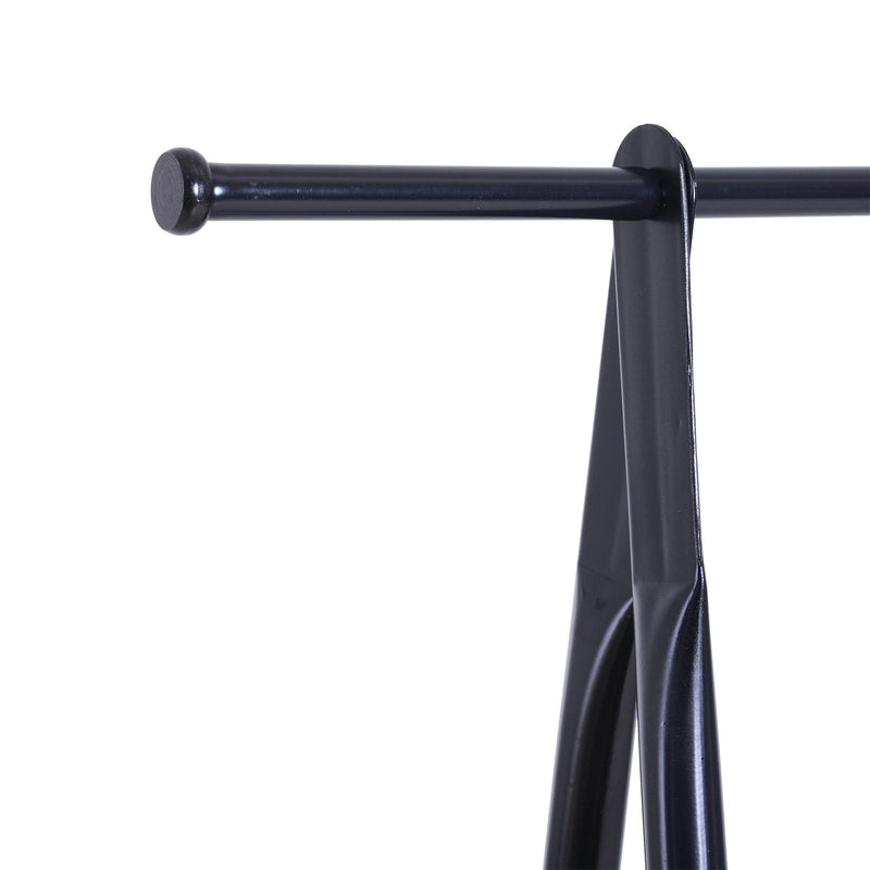 Stander Appendiabiti con 2 Ripiani Scarpiera in Acciaio Robusto Nero 100x46x148 cm 