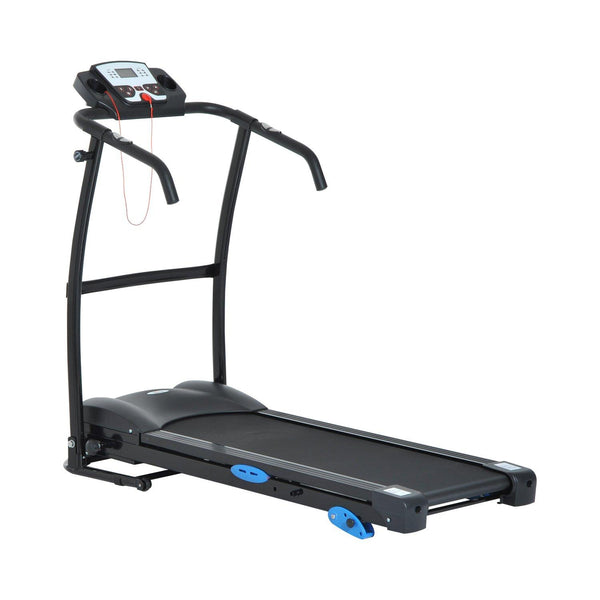 sconto Klappbares elektrisches Laufband LCD-Bildschirm Geschwindigkeit: 1-12 km / h mit schwarzen Stahlrohren 146 x 69 x 125 cm