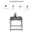 Tavolo da Giardino in Alluminio e Rattan Sintetico Grigio 50x49.5x50 cm 