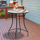 Tavolino da Giardino in Ceramica a Mosaico Arancione e Bianco Ø60x71 cm 