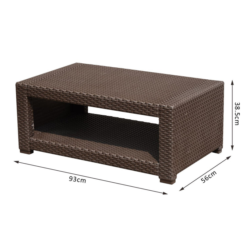 Tavolino da Giardino in Rattan Sintetico Marrone 93x56x38.5 cm 