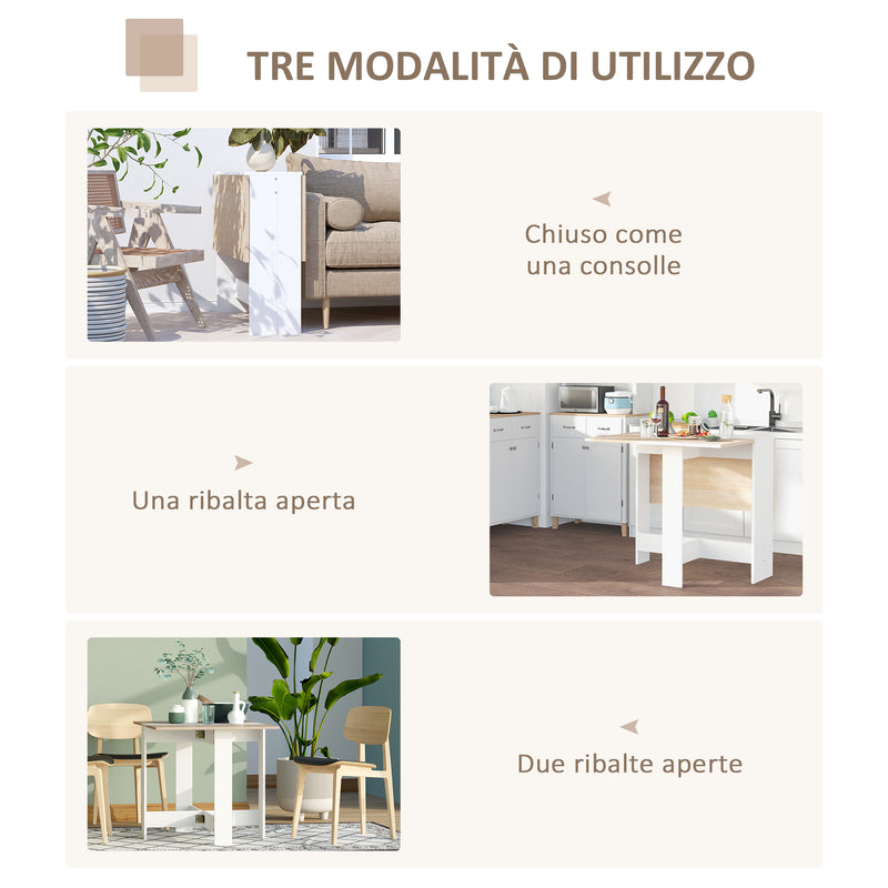Tavolo Pieghevole Salvaspazio Bianco Rovere 103x76x73.5 cm 