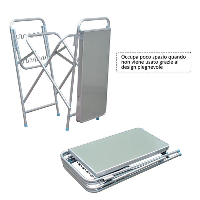 Tavolino da Campeggio Picnic Pieghevole in Alluminio 154.5x40.5x82 cm 