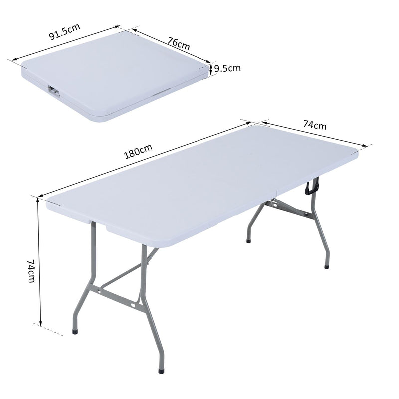 Tavolo da Campeggio Picnic Pieghevole Portatile Richiudibile in Valigia in PE 180x74x74 cm 