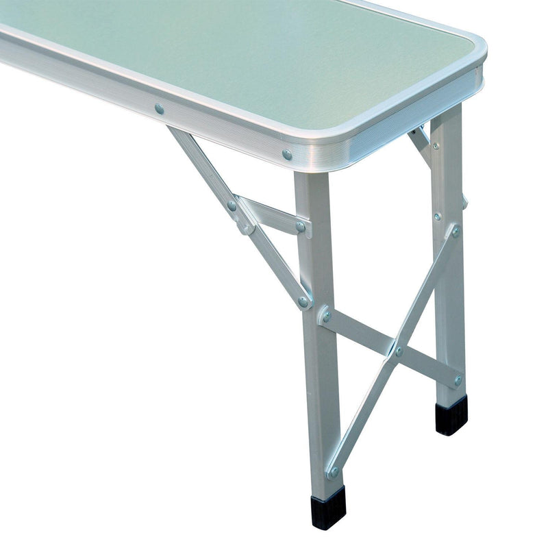 Set Tavolo da Campeggio Picnic 2 Panche Pieghevole in Alluminio Argento 