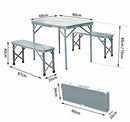 Set Tavolo da Campeggio Picnic 2 Panche Pieghevole in Alluminio Argento 