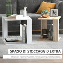 Set di 2 Tavolini Componibile Bianco e Rovere 50x50x48 cm/40x40x44 cm 