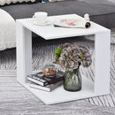 Set di 2 Tavolini Componibile Bianco e Rovere 50x50x48 cm/40x40x44 cm 