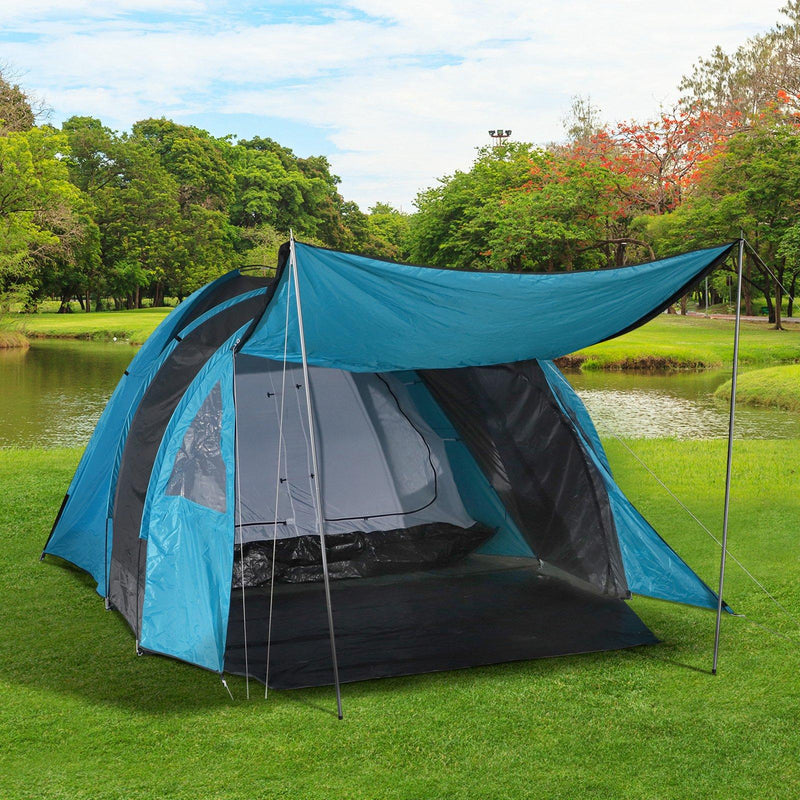 Tenda Igloo da Campeggio 6 Persone 500x300x200 cm Blu e Grigio 