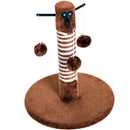 Colonna Tiragraffi per Gatti con 3 Palline in Legno e Sisal Naturale Marrone 34x34x42 cm 