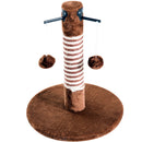 Colonna Tiragraffi per Gatti con 3 Palline in Legno e Sisal Naturale Marrone 34x34x42 cm 