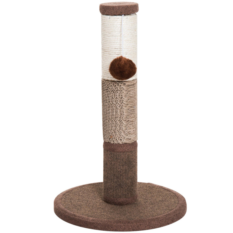 Tiragraffi a Colonna per Gatti con Pallina Marrone 30x30x46 cm 