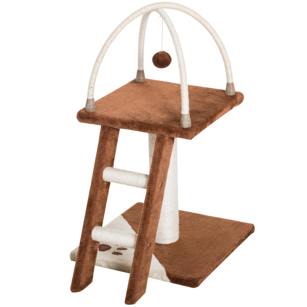 prezzo Kratzbaum für Katzen mit Leiter und braunen und weißen Sisalholzkugeln 40x40x70 cm