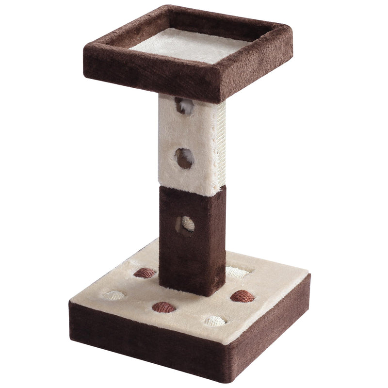 Struttura Tiragraffi per Gatti con Palline e Topolini Crema e Marrone 35x35x60.5 cm 