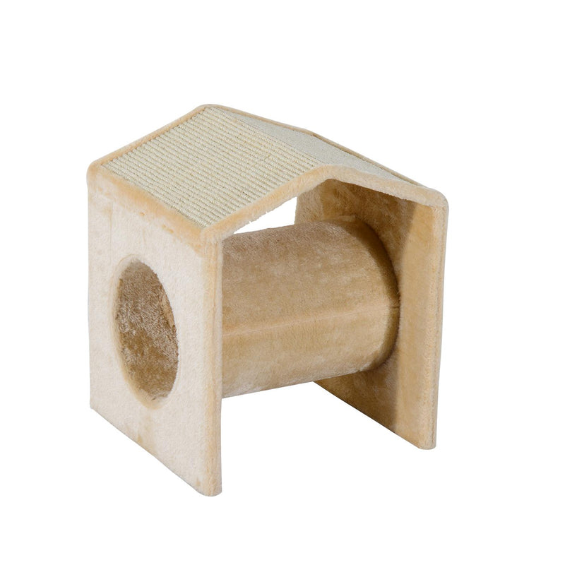 Cuccia Tiragraffi per Gatti Giocattolo con 3 Buchi e Pallina in Peluche e Sisal 36x35x43 cm 