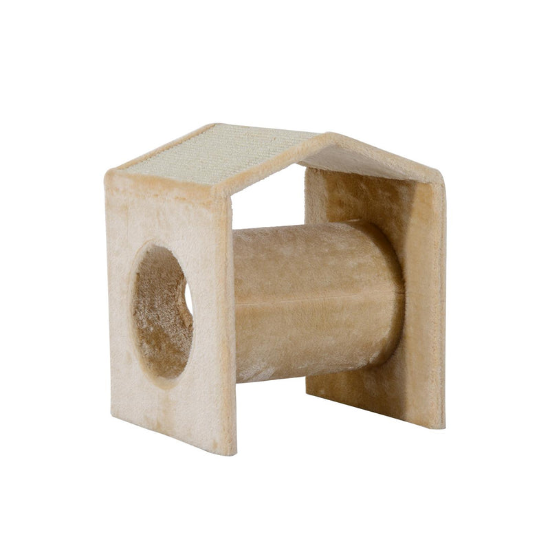 Cuccia Tiragraffi per Gatti Giocattolo con 3 Buchi e Pallina in Peluche e Sisal 36x35x43 cm 