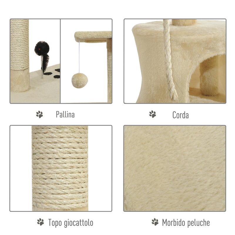 Albero Tiragraffi per Gatto beige 75x40x112 cm 