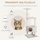 Albero Tiragraffi per Gatti 3 Livelli Crema 49x48x130 cm 