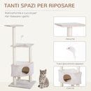 Albero Tiragraffi per Gatti 3 Livelli Crema 49x48x130 cm 