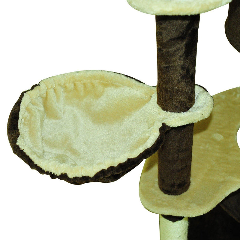 Albero tiragraffi per gatti Crema e Caffè 65x50x153 cm 
