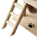 Albero Tiragraffi con Cuccia per Gatti in Legno Naturale Beige 65x39x140 cm 