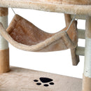 Albero Tiragraffi con Cuccia per Gatti in Legno Naturale Beige 65x39x140 cm 