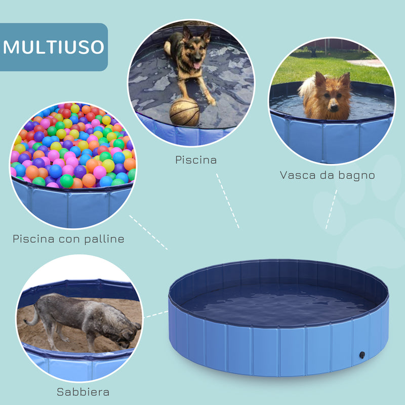 Piscina Pieghevole per Cani in PVC Azzurro Ø140x30h cm 