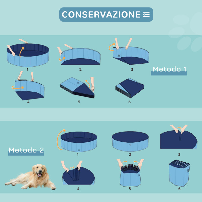 Piscina Pieghevole per Cani in PVC Azzurro Ø160x30h cm 