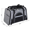 Borsa Trasportino Pieghevole per Cani Gatti con Tracolla in Tessuto Oxford Grigio 50x26.5x33 cm 