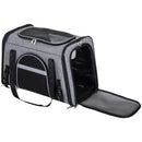 Borsa Trasportino Pieghevole per Cani Gatti con Tracolla in Tessuto Oxford Grigio 50x26.5x33 cm 