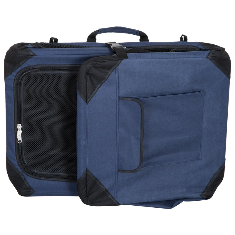 Trasportino per Cani e Gatti Pieghevole Blu nero 70x52x52 cm 