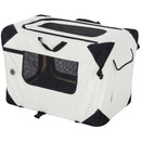 Trasportino per Cani e Gatti Pieghevole Crema nero 70x52x52 cm 