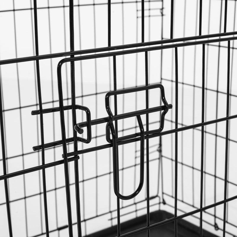 Gabbia Trasportino per Cani Gatti Pieghevole in Acciaio Doppia Apertura 76x53x57 cm Nero 