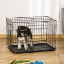 Gabbia Trasportino per Cani Gatti Pieghevole in Acciaio Doppia Apertura 76x53x57 cm Nero 
