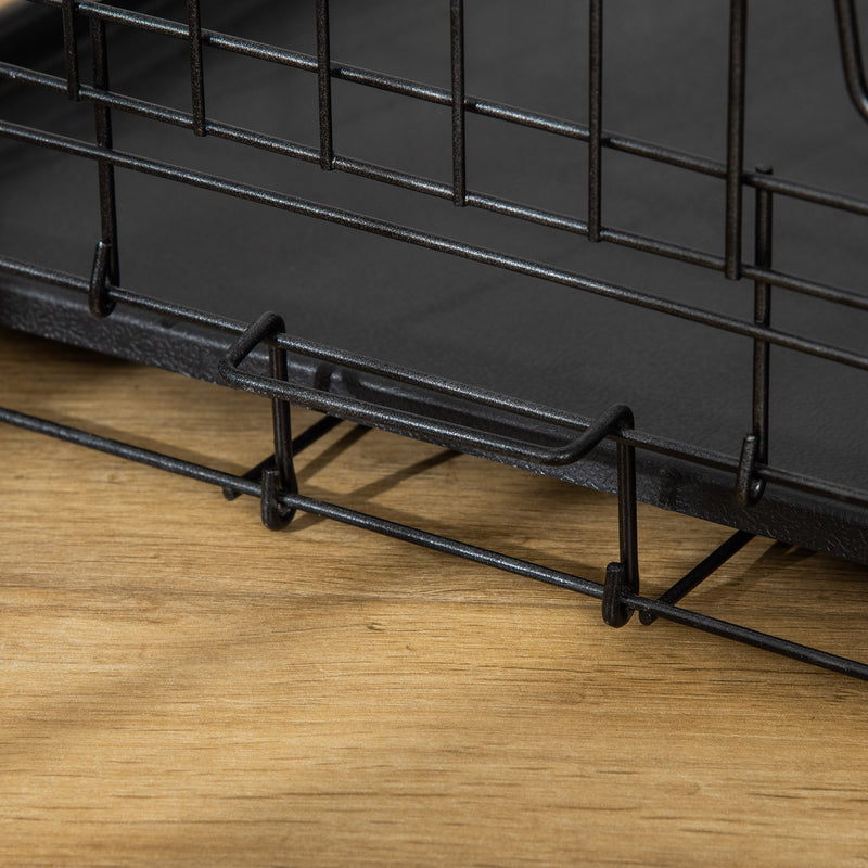 Gabbia Trasportino per Cani Gatti Pieghevole in Acciaio Doppia Apertura 76x53x57 cm Nero 