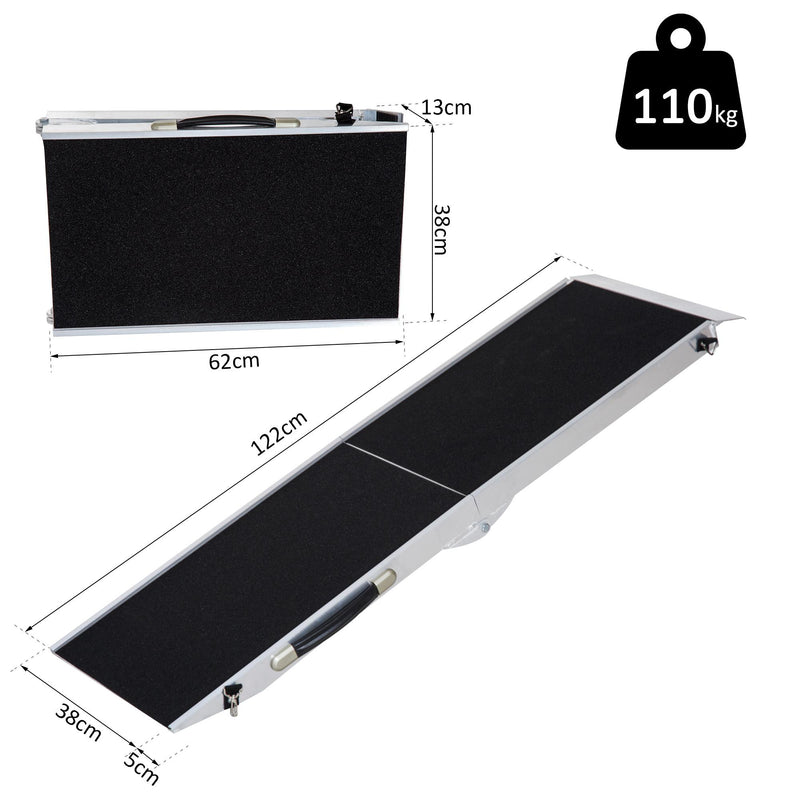 Rampa Antiscivolo per Animali Domestici in Alluminio 122x38x5 cm 