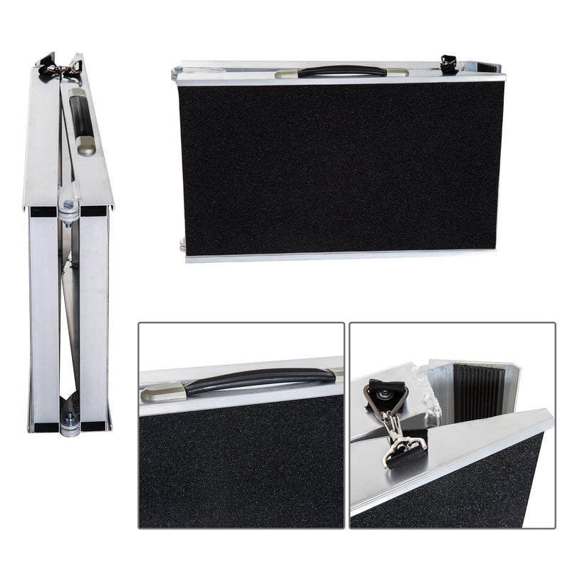 Rampa Antiscivolo per Animali Domestici in Alluminio 122x38x5 cm 