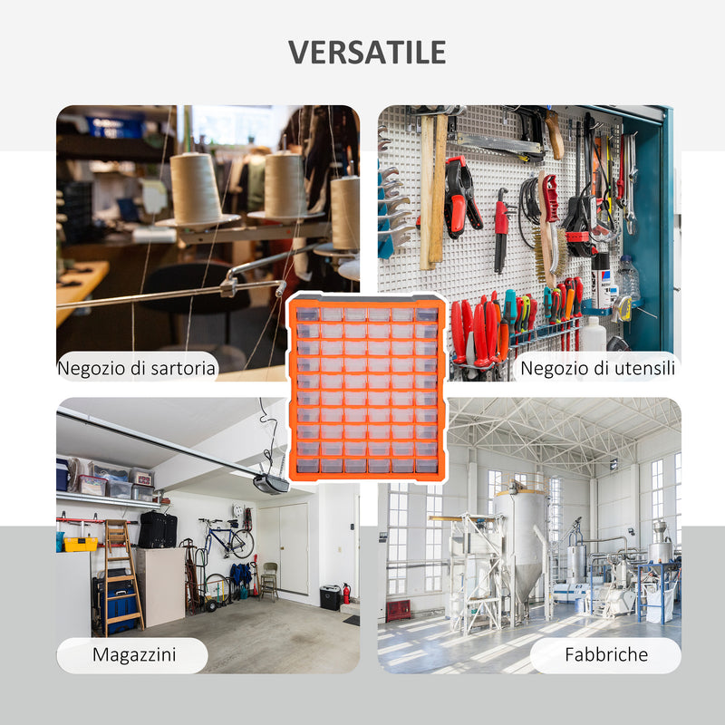 Cassettiera Box per Accessori Minuteria Arancione 38x16x47.5 cm 