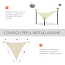 Tenda Vela da Giardino Triangolare in HDPE Crema 5x5x5m 