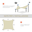 Tenda Vela da Giardino Rettangolare 3x4m in HDPE Crema 