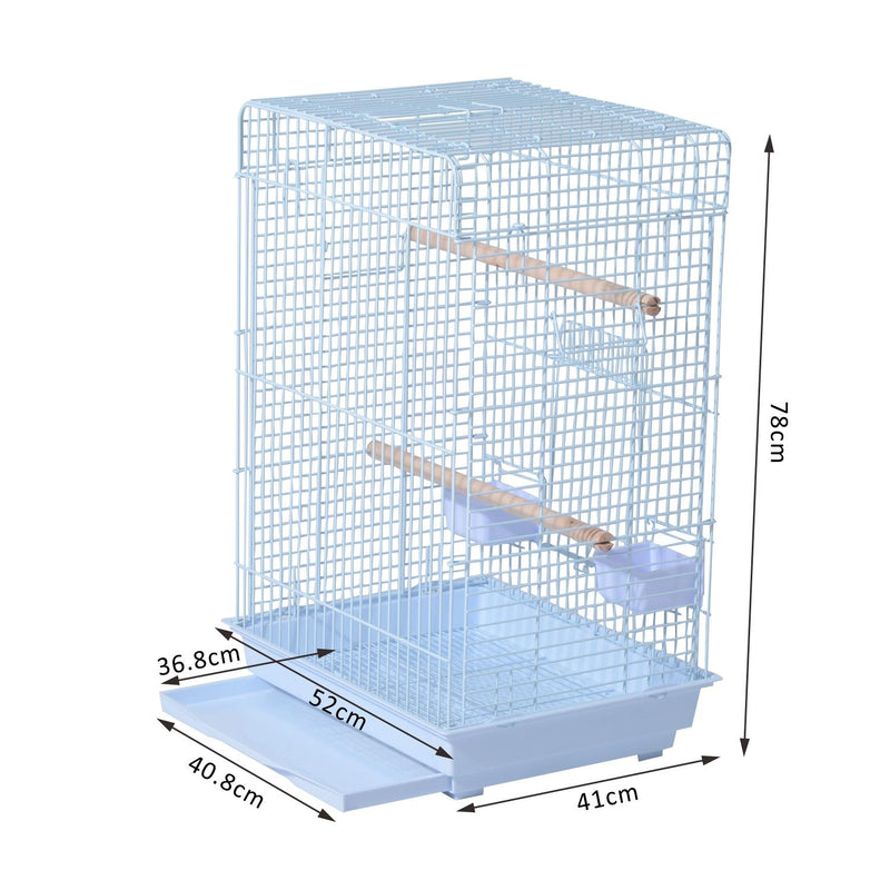 Voliera per Uccelli in Ferro con Vassoio bianco 52x41x78 cm 