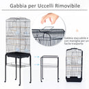 Voliera Gabbia per Uccelli con Ruote in Metallo Nero 47.5x37x153 cm 