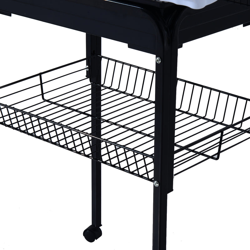 Voliera Gabbia per Uccelli con Ruote in Metallo Nero 47.5x37x153 cm 