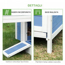 Pollaio per Galline con Corsa Vassoio di Nidificazione Rimovibile in Legno Bianco e Blu 180x90.1x78.6 cm 
