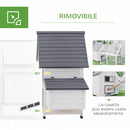 Pollaio da Giardino con Corsa e Tetto Impermeabile Grigio e Bianco 166x121.5x112 cm 