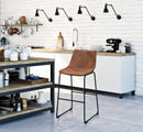 Sgabello Metropolitan Touch 45x54x99 cm in Ferro e PU Marrone e Nero