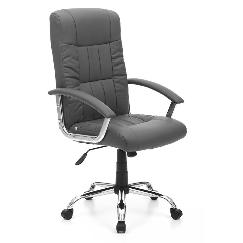 Sedia Poltrona Visitatore da Ufficio in Similpelle Leader Fissa Grigia