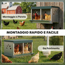 Nido per Galline Ovaiole 54,5x42,5x35,5 cm a 2 Aree con Base Rialzata Tetto e Fori di Ventilazione in Acciaio Argento      
