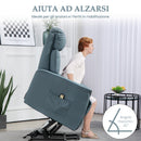 Poltrona Relax Reclinabile Alzapersone Elettrica con Telecomando Azzurro   